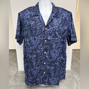 Create‎ Unison Tropical Print Linen Blend Button Up Shirt